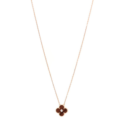 Van Cleef & Arpels 18K Rose Gold Diamond Bulls Eye Vintage Alhambra Pendant Necklace 1 of 6
