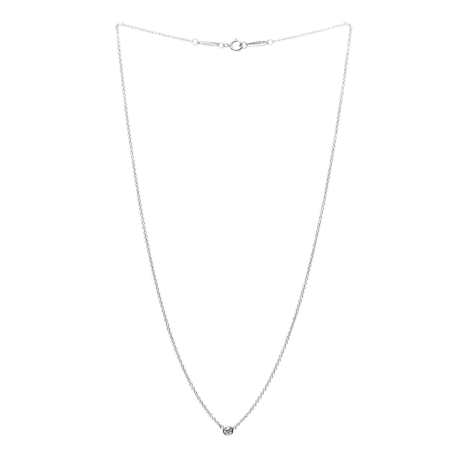Tiffany Platinum Diamond .08ct Elsa Peretti Diamonds by the Yard Pendant Necklace 3 of 9