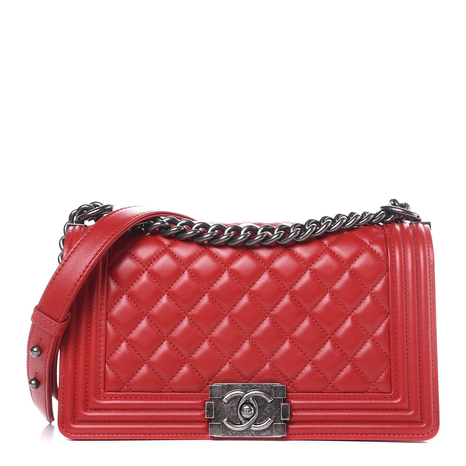 Chanel Calfskin Quilted Medium Boy Flap Red 1 of 8