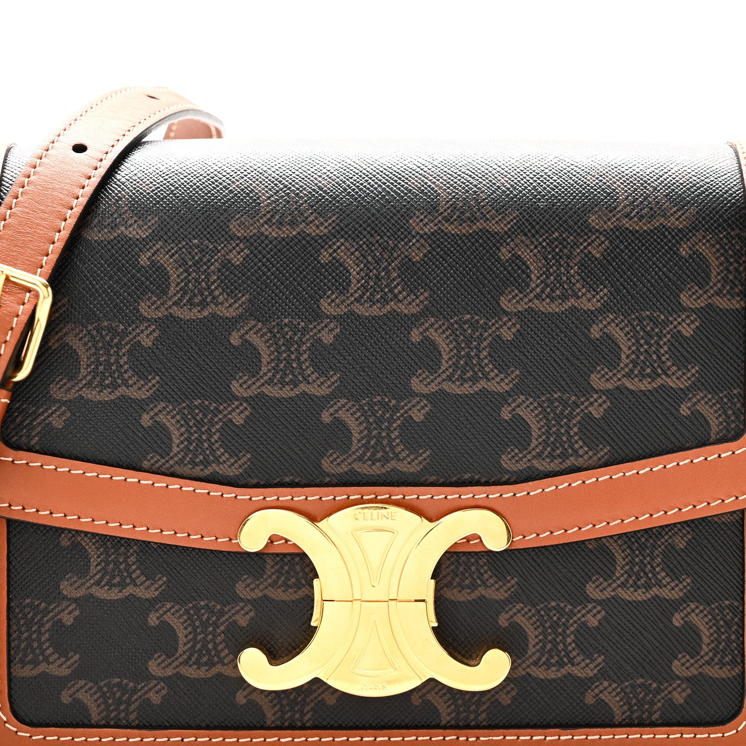 Celine Calfskin Triomphe Canvas Teen Triomphe Bag Tan 9 of 11