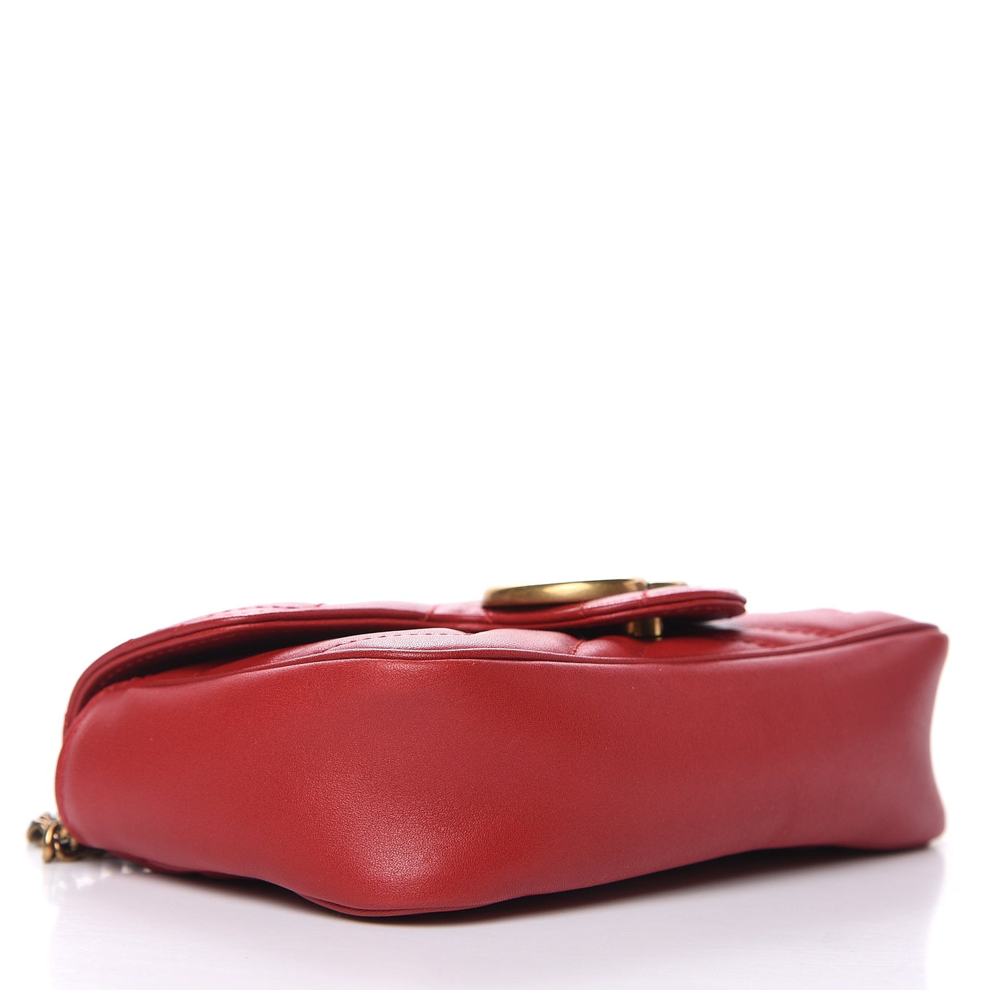 Calfskin Matelasse Super Mini GG Marmont Shoulder Bag Hibiscus Red
