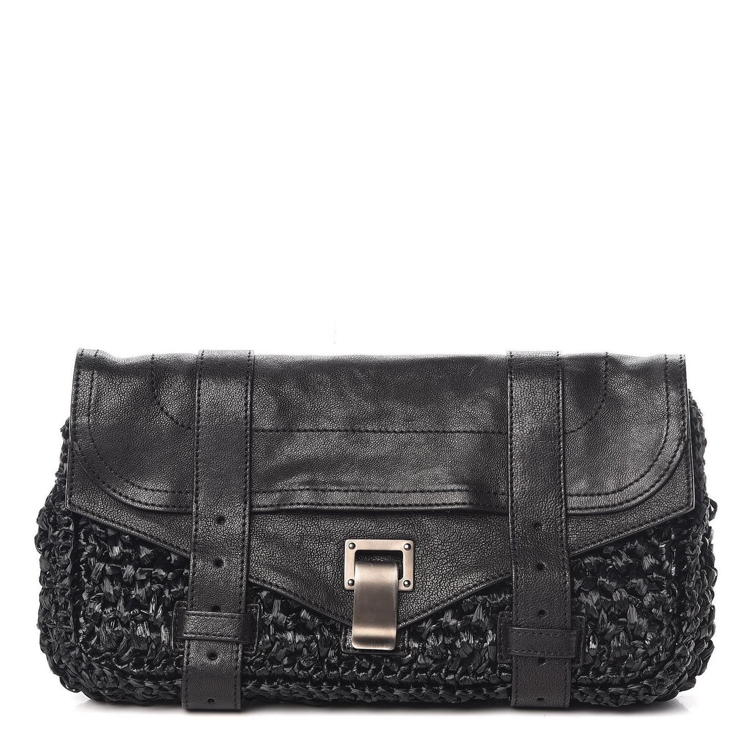 Lambskin Raffia PS1 Pochette Clutch Black