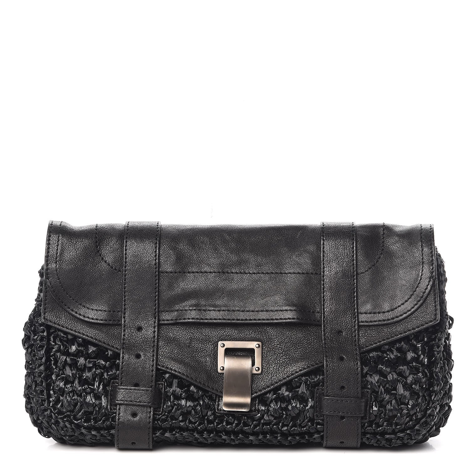 Proenza Schouler Lambskin Raffia PS1 Pochette Clutch Black 1 of 10