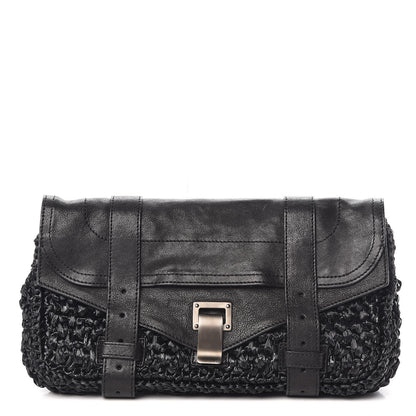 Proenza Schouler Lambskin Raffia PS1 Pochette Clutch Black 1 of 10