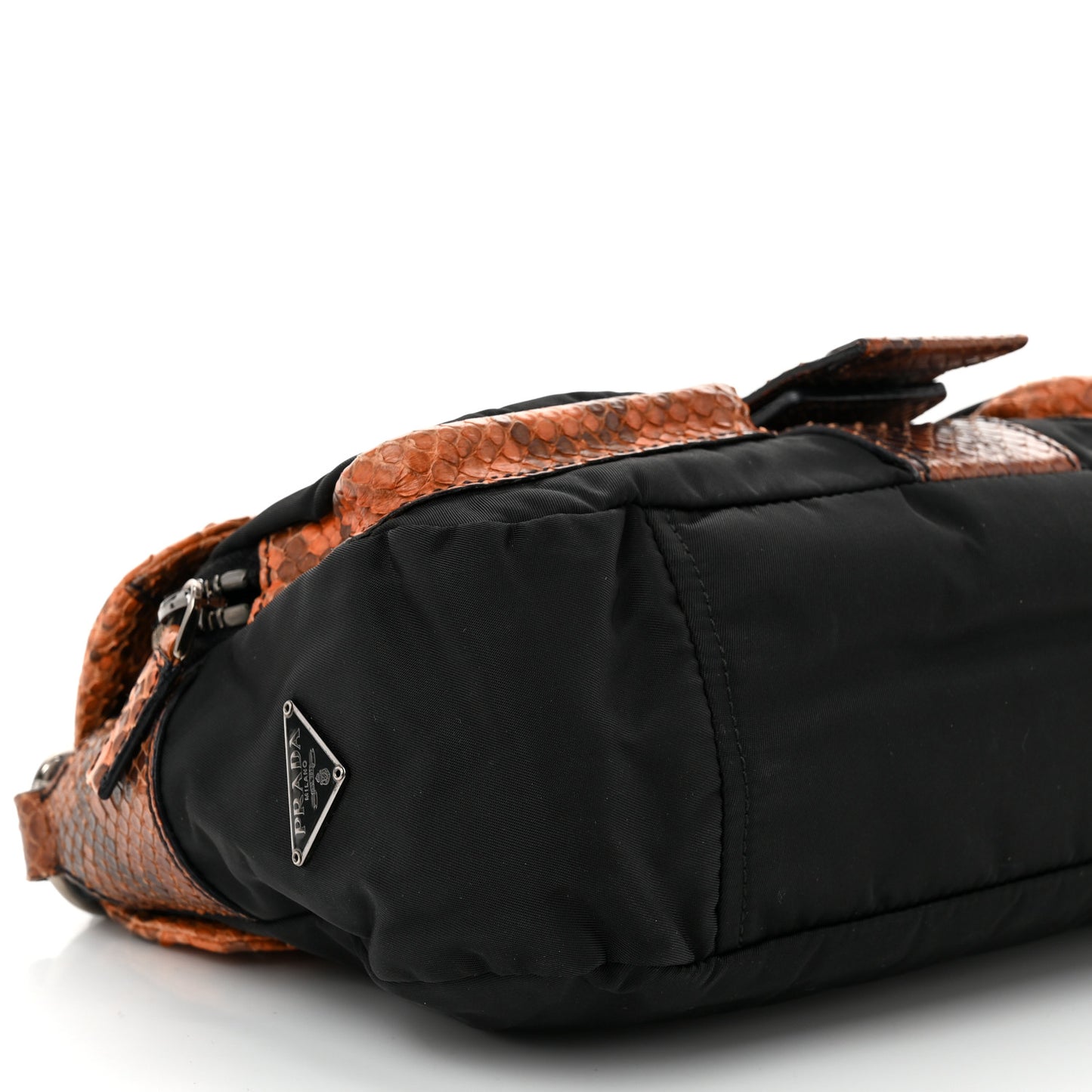 Tessuto Nylon Snakeskin Shoulder Bag Black Orange