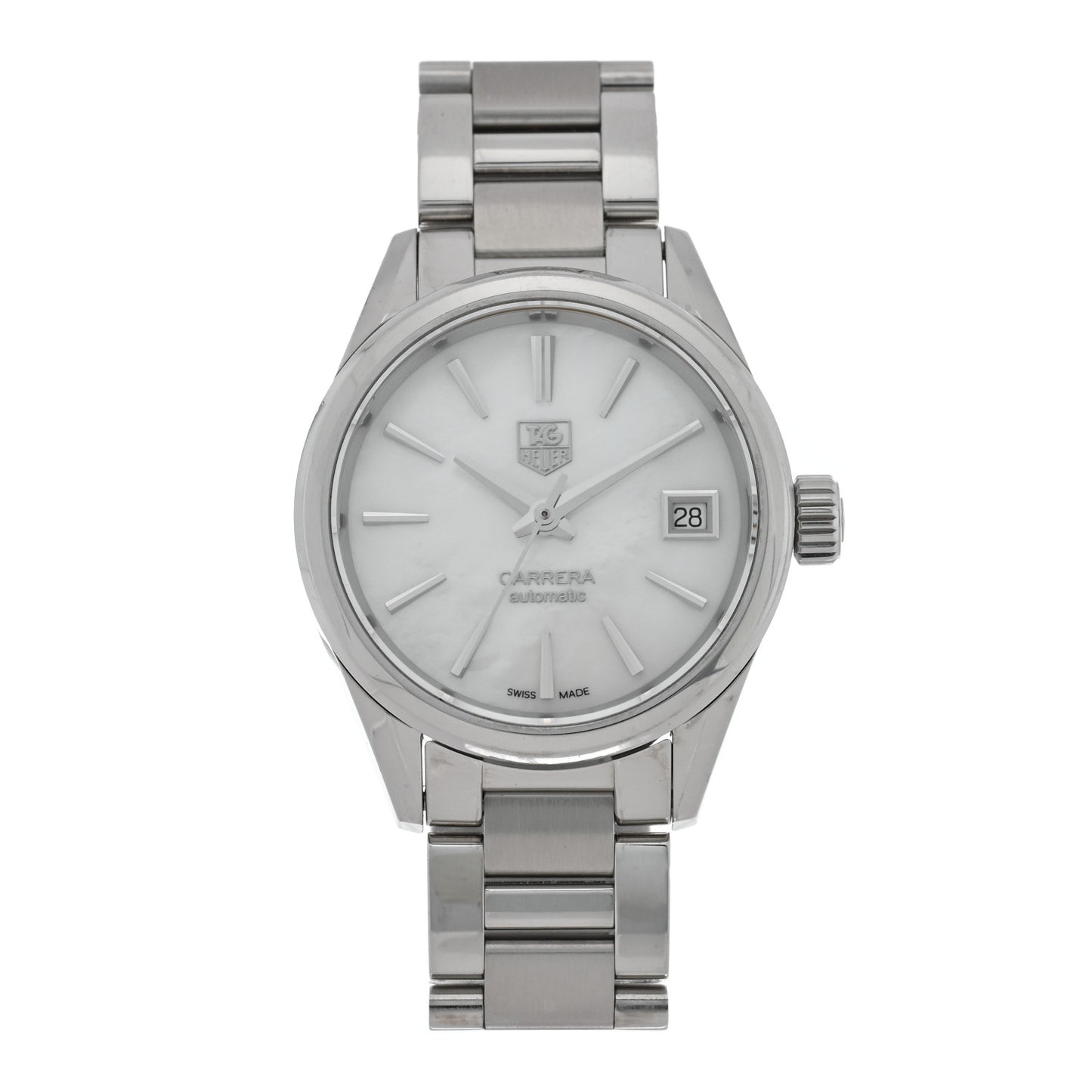 Stainless Steel Mother of Pearl 28mm Carrera Lady Automatic Watch WAR2411