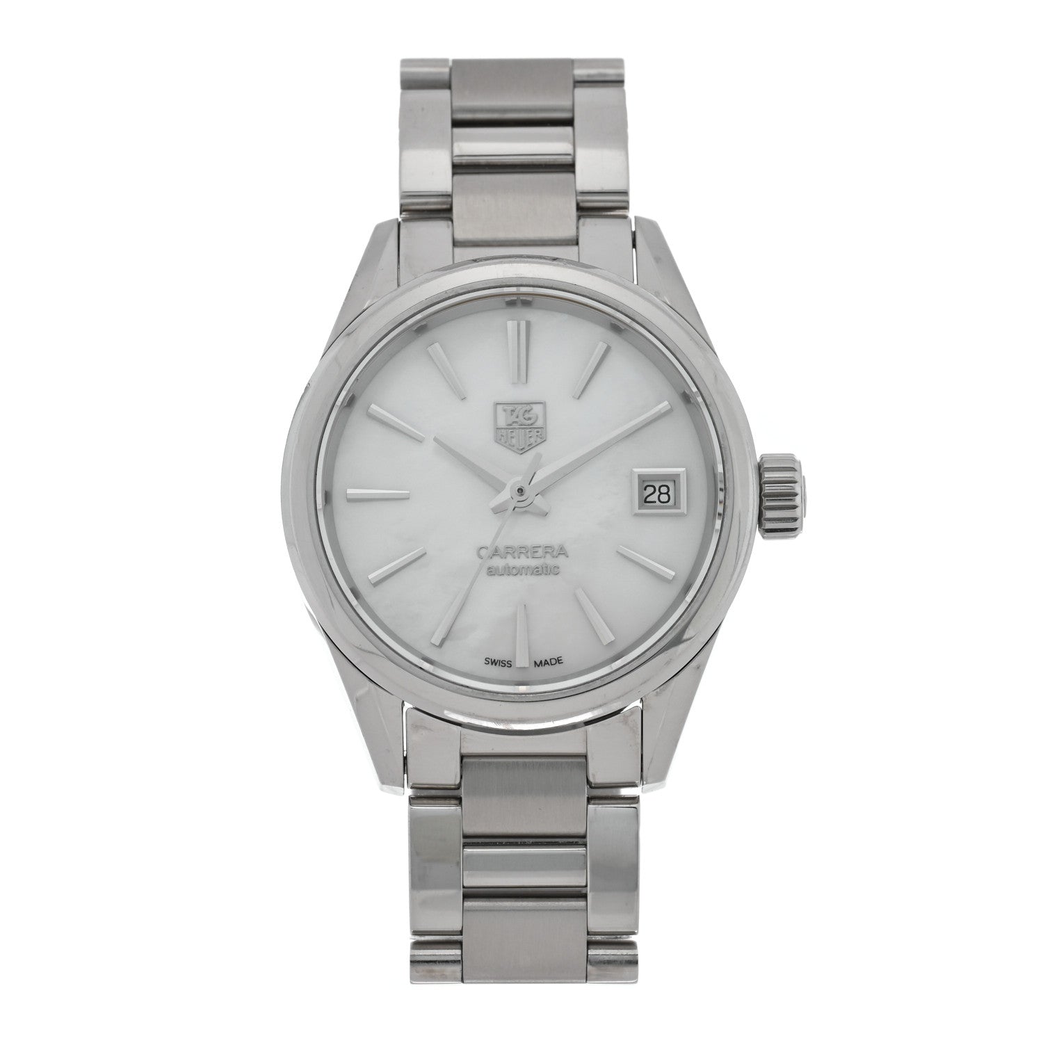 Tag Heuer Stainless Steel Mother of Pearl 28mm Carrera Lady Automatic Watch WAR2411 1 of 5