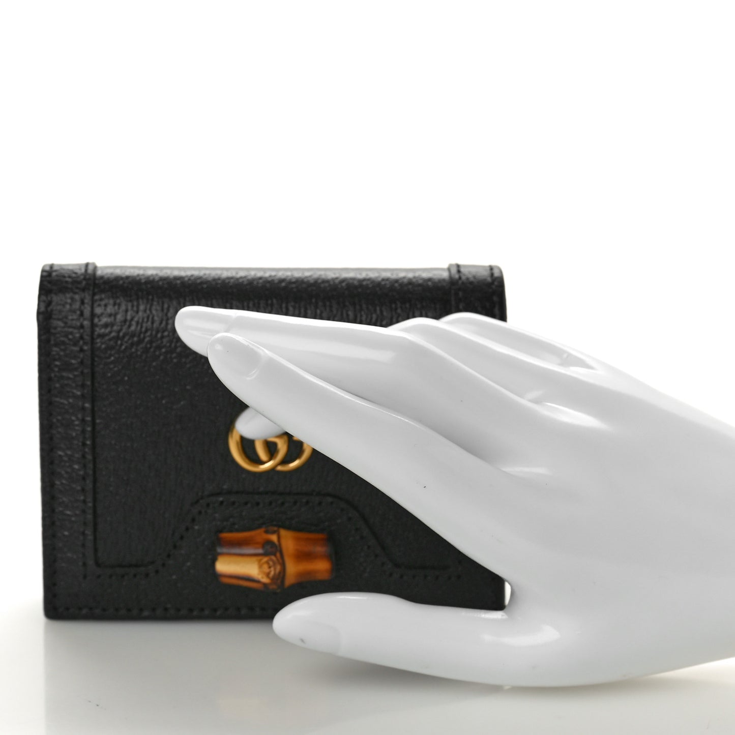 Wonka Grain Calfskin Diana Card Case Wallet Black