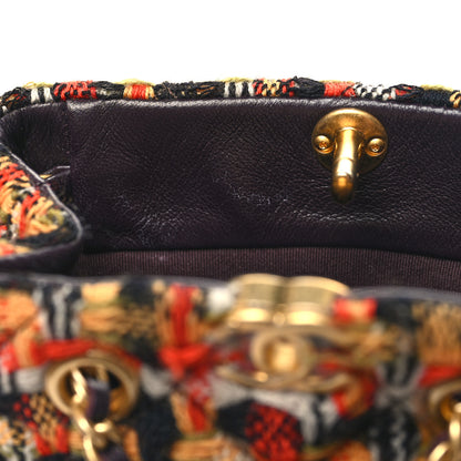 Chanel Tweed Quilted Small CC Chain Bucket Backpack Orange Multicolor 12 of 12