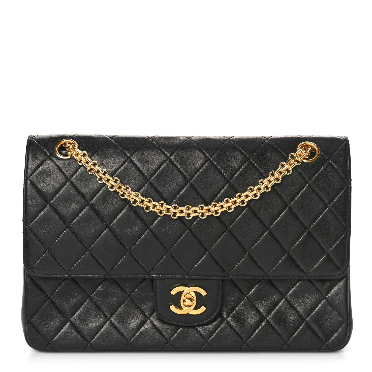 Chanel Lambskin Quilted Medium Double Flap Bijoux Chain Black 1 of 11