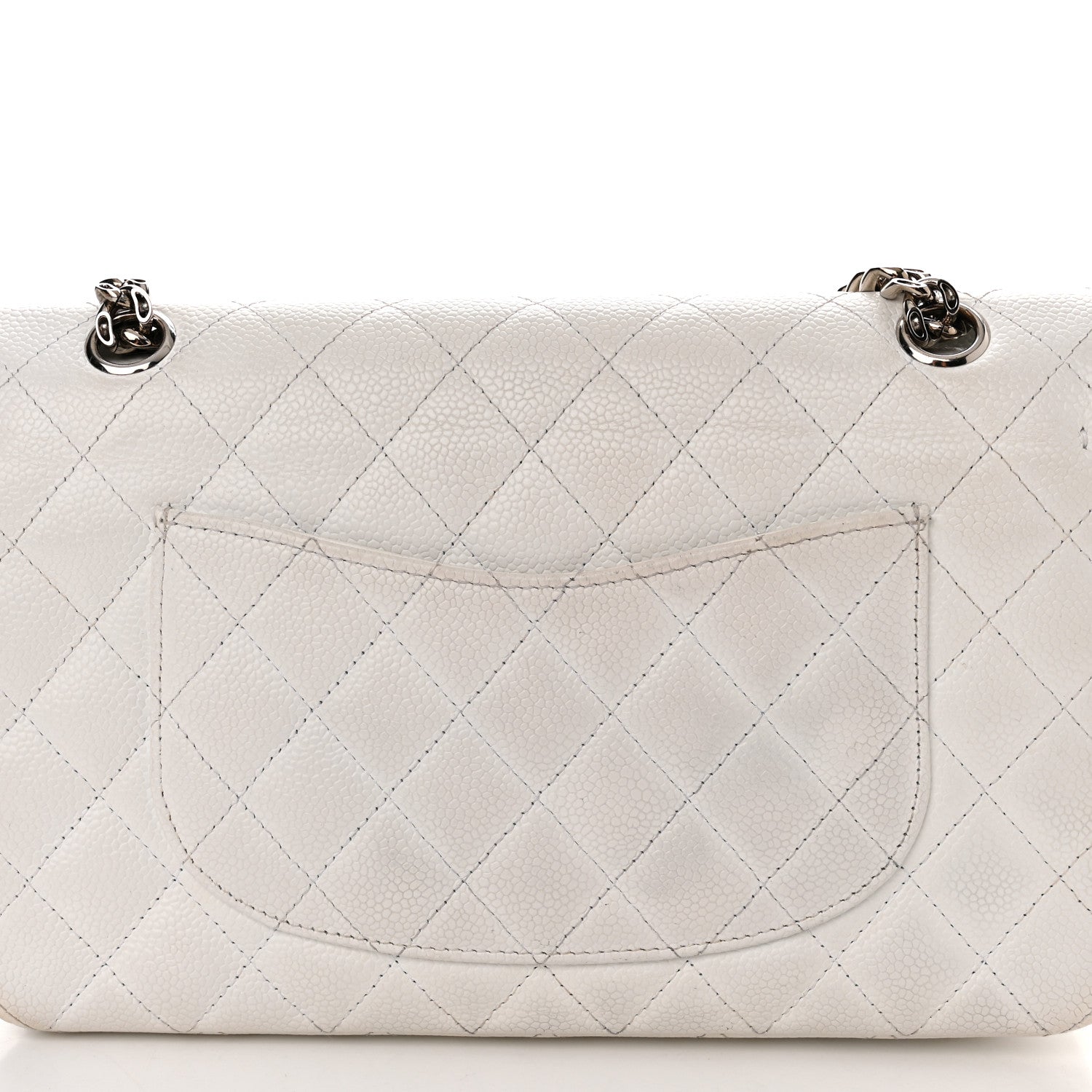 Chanel Caviar Quilted Medium Double Flap Bijoux Chain White 20 of 21
