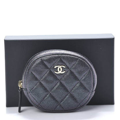 Chanel Iridescent Caviar Quilted Zip Around Classic Coin Purse Black 8 of 8