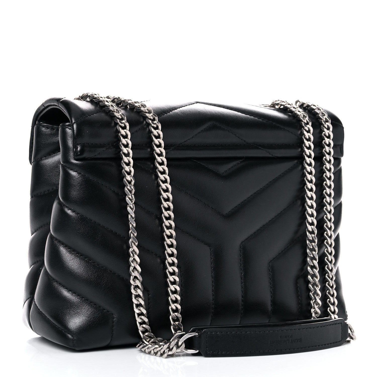 Saint Laurent Calfskin Y Quilted Monogram Small Loulou Chain Satchel Black 3 of 15