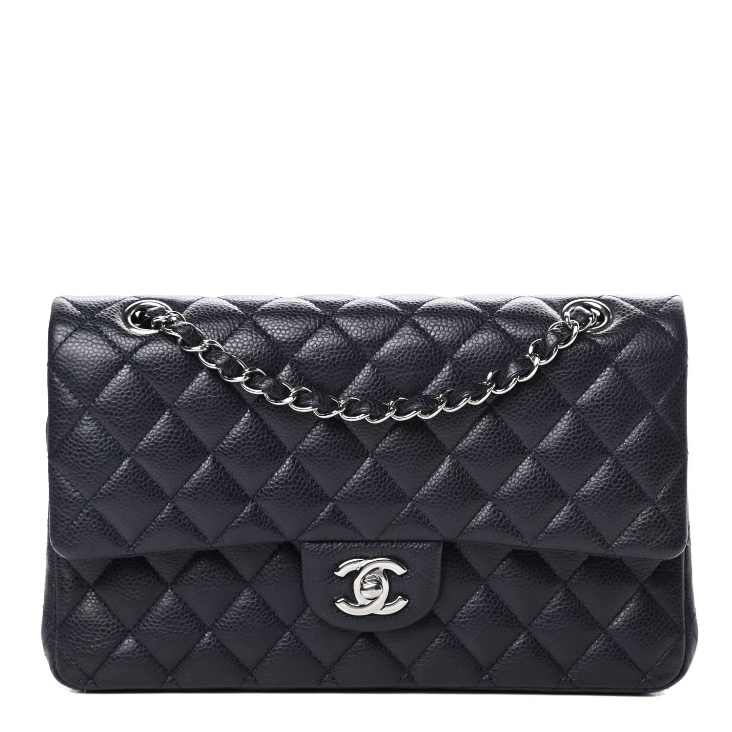 Chanel Lambskin Quilted Medium Double Flap Navy 1 of 17