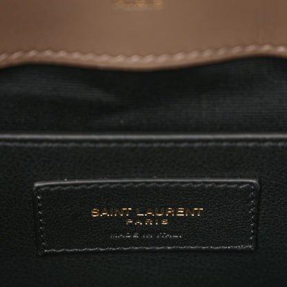 Saint Laurent Suede Matelasse Chevron Monogram Medium College Bag Taupe 7 of 12