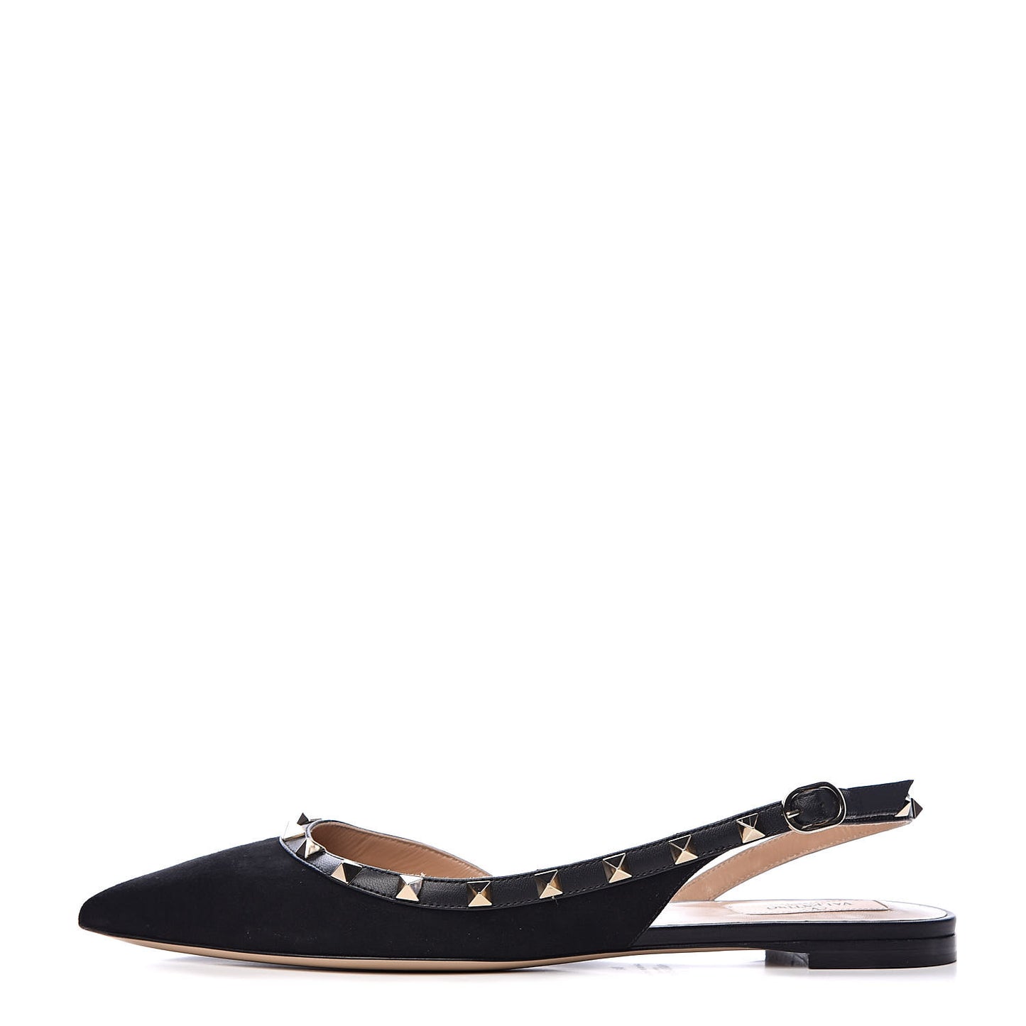 Suede Rockstud Slingback Flats 41 Black
