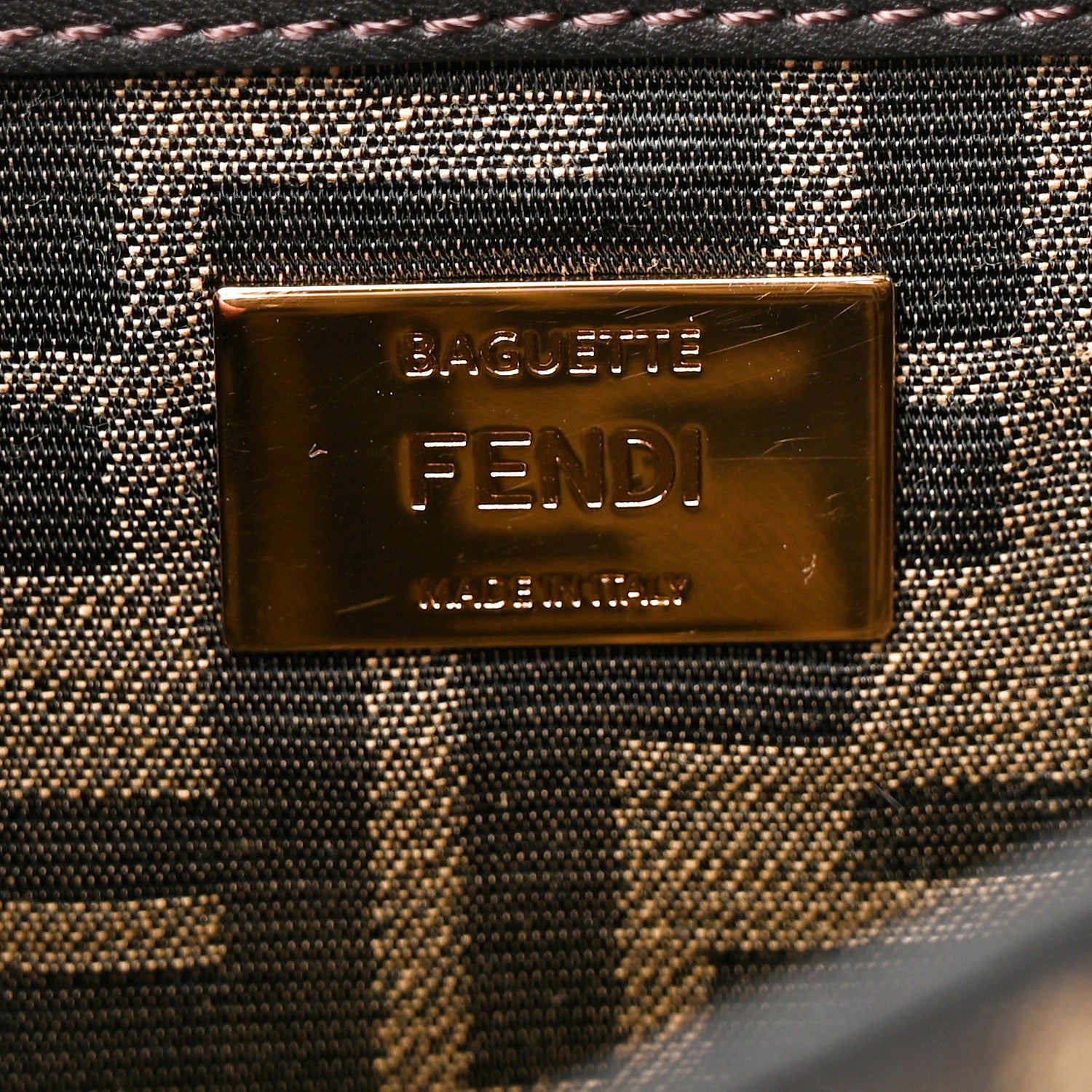 Fendi Fabric Jacquard FF 1974 Medium Baguette Tobacco Moro Black 6 of 9