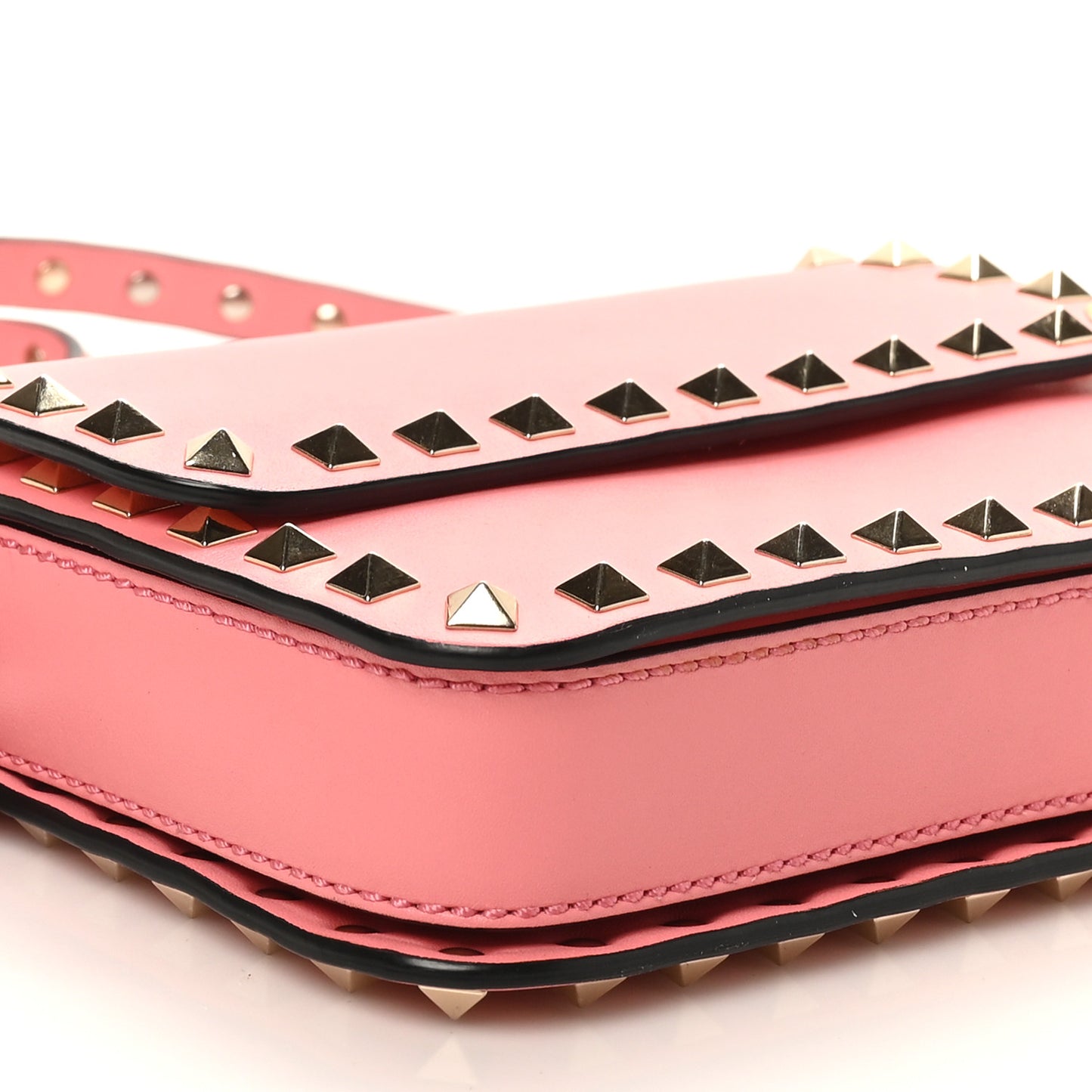 Vitello Rockstud Flap Crossbody Bag Paradise Rose