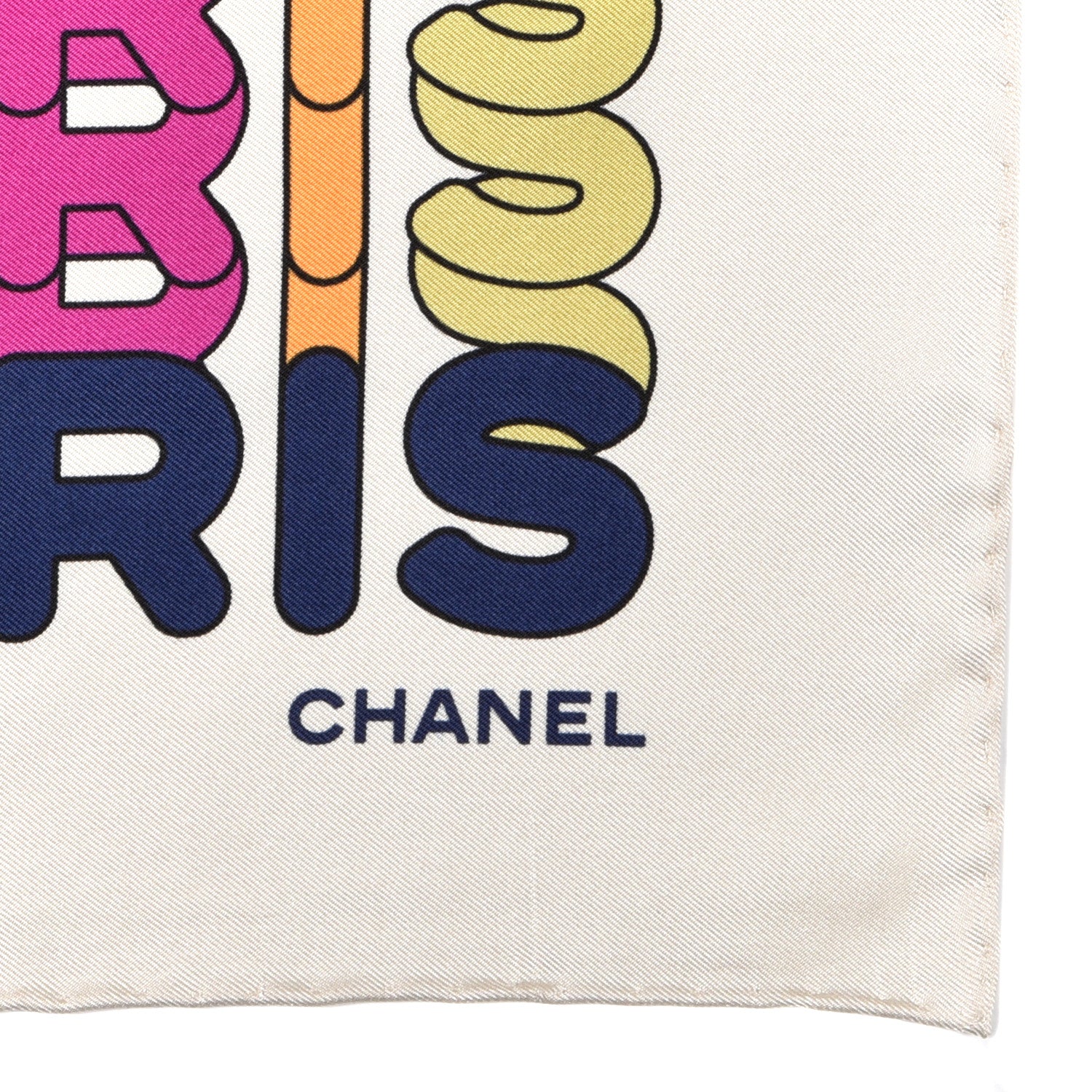 Chanel Silk Scarf Logo White Multicolor 3 of 5