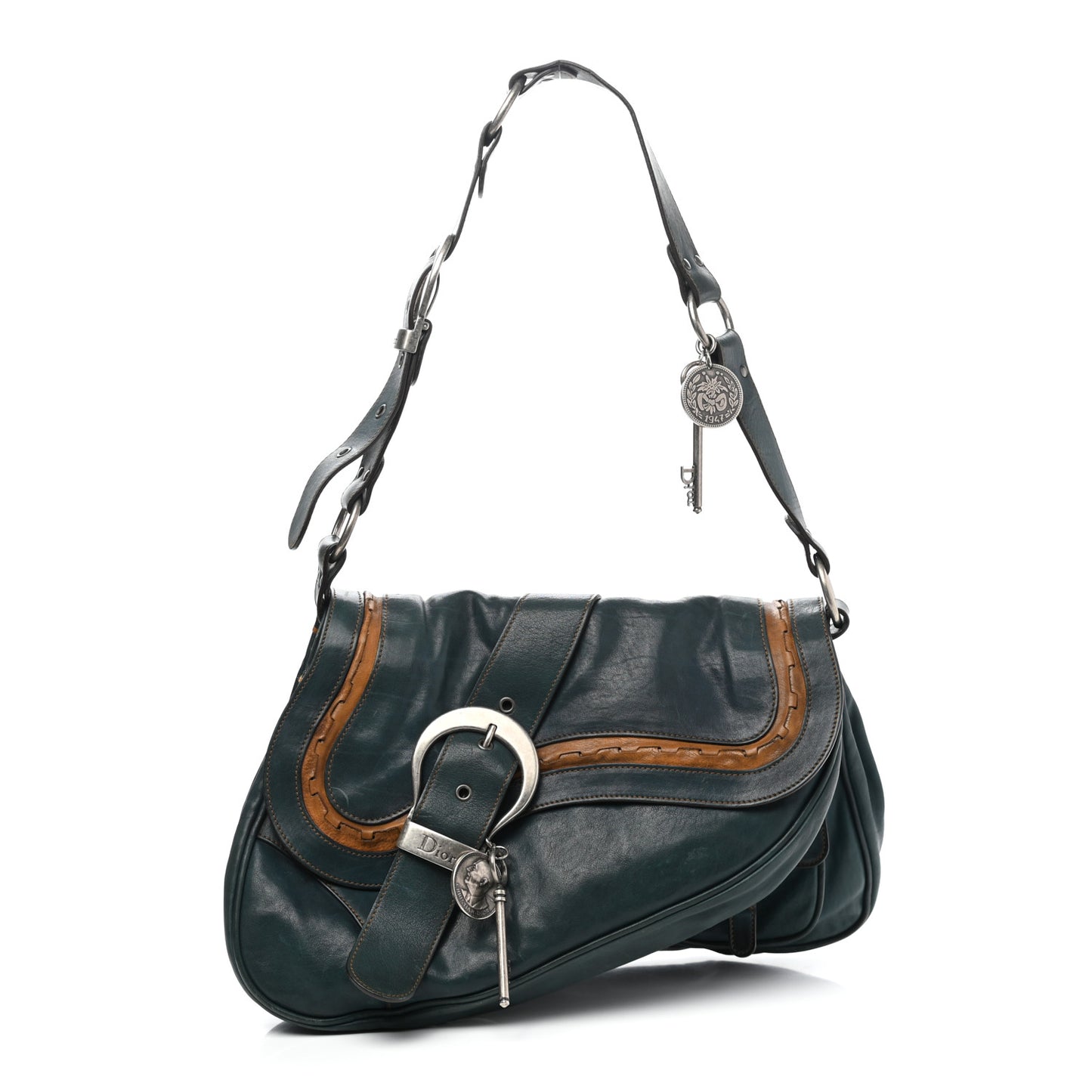 Calfskin Medium Gaucho Double Saddle Bag Dark Blue