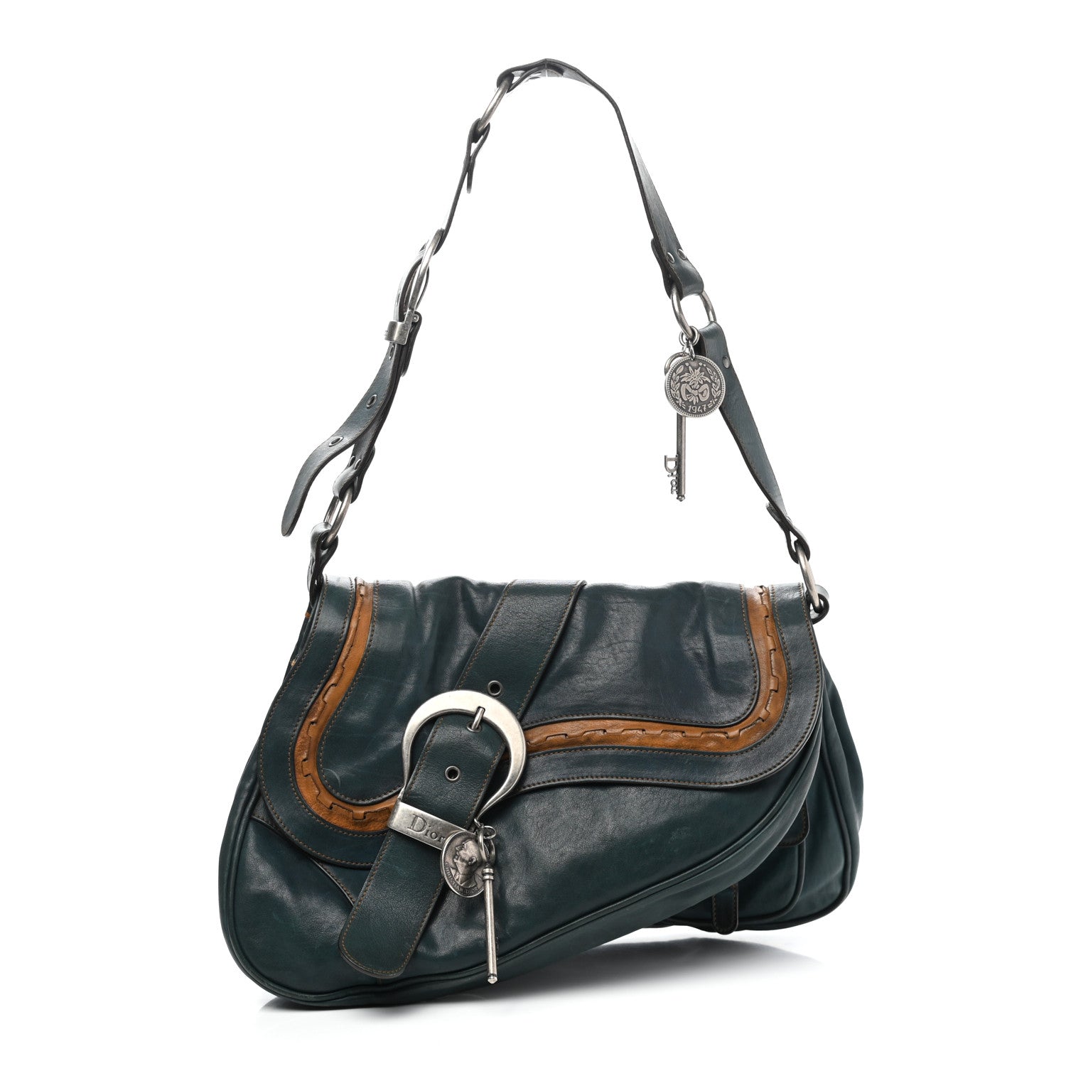 Christian Dior Calfskin Medium Gaucho Double Saddle Bag Dark Blue 1 of 21