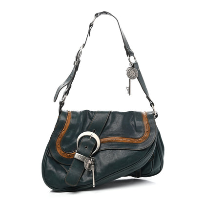 Christian Dior Calfskin Medium Gaucho Double Saddle Bag Dark Blue 1 of 21
