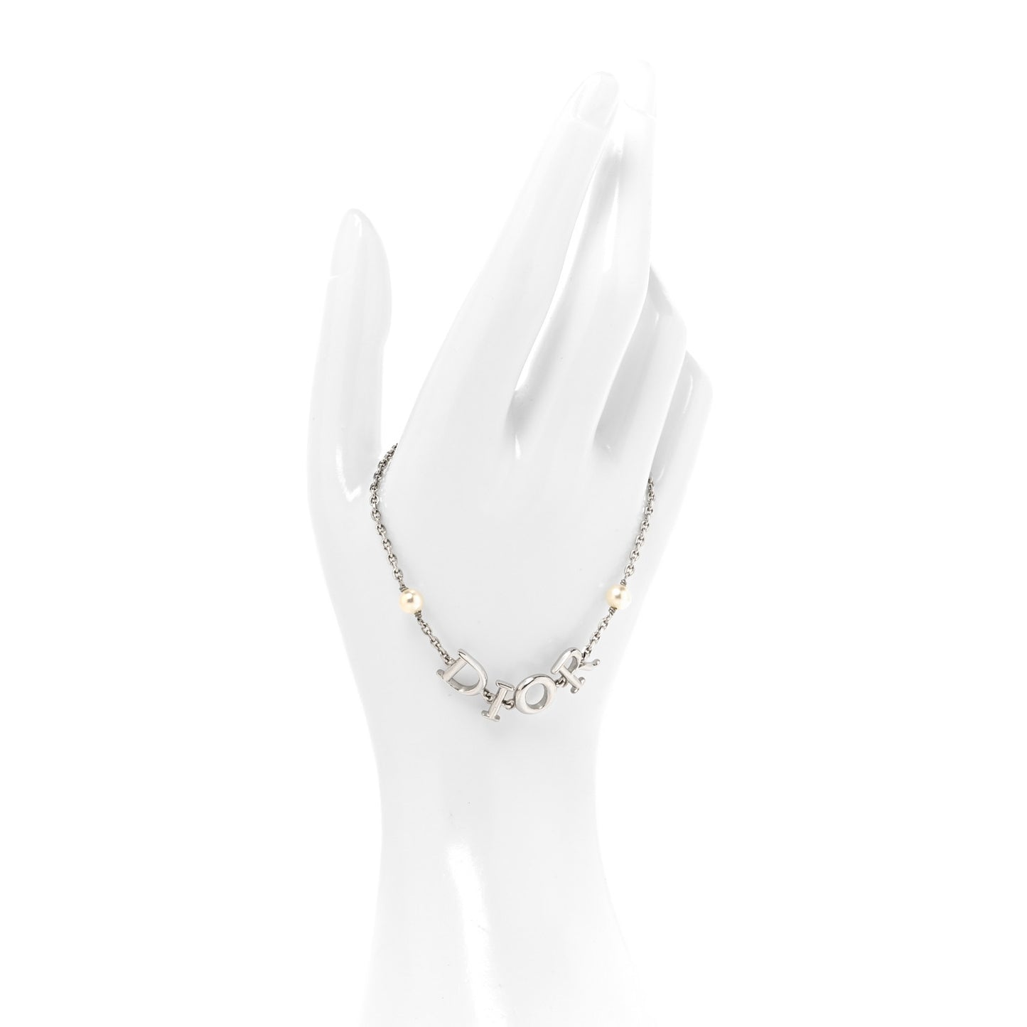 Palladium Pearl Logo Bracelet White Silver