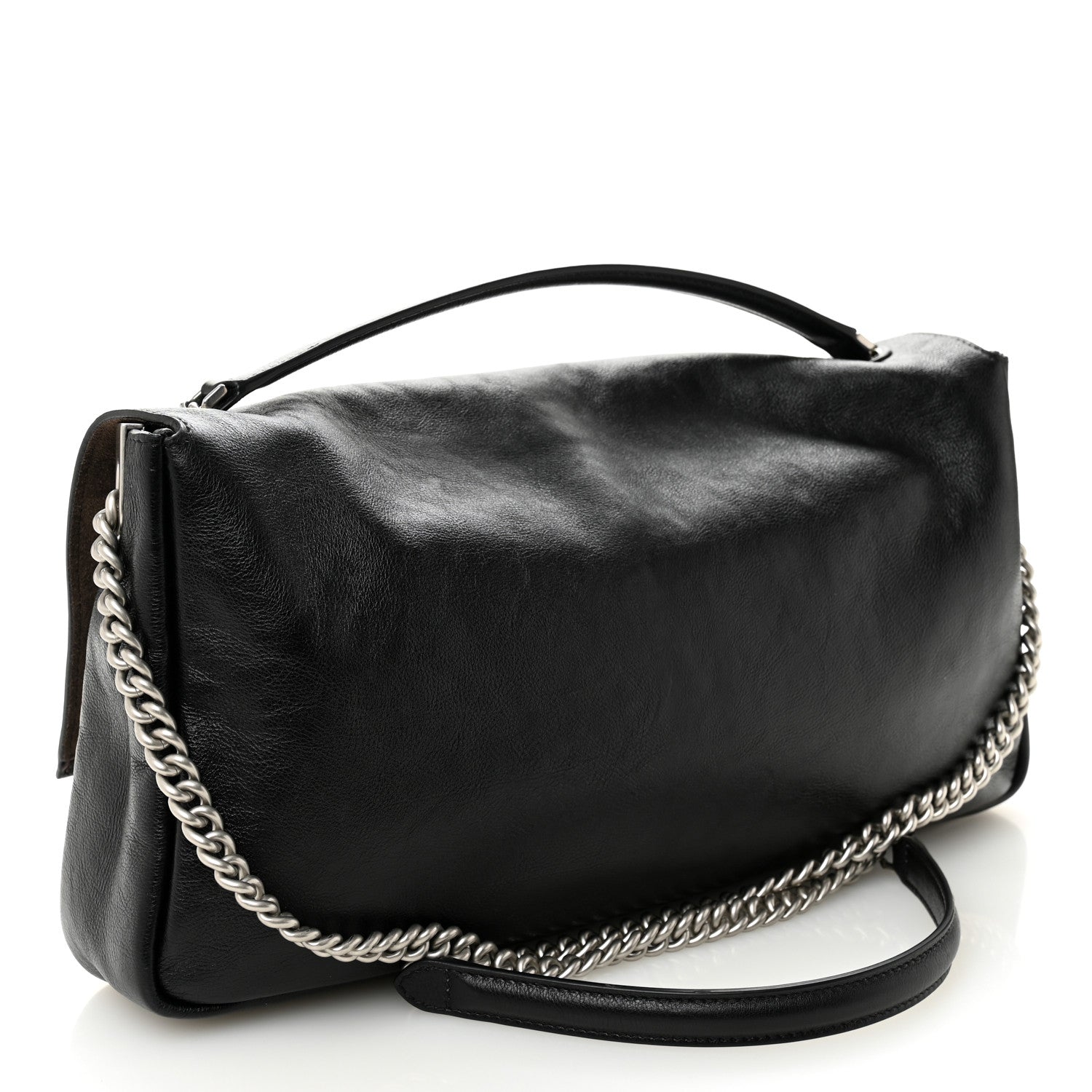 Fendi Vitello Grace Large Chain Baguette Black 3 of 10