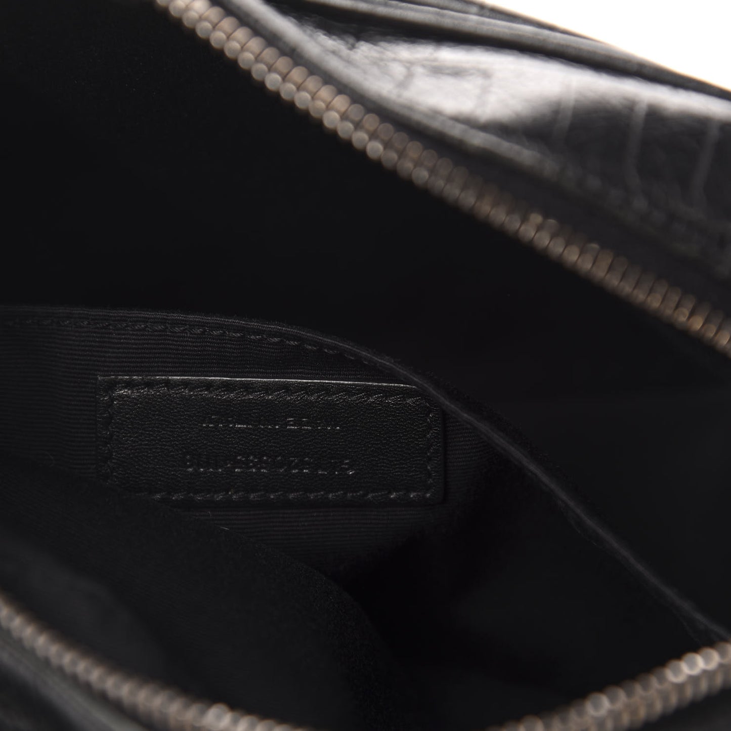 Calfskin Crocodile Embossed Monogram Lou Camera Bag Black