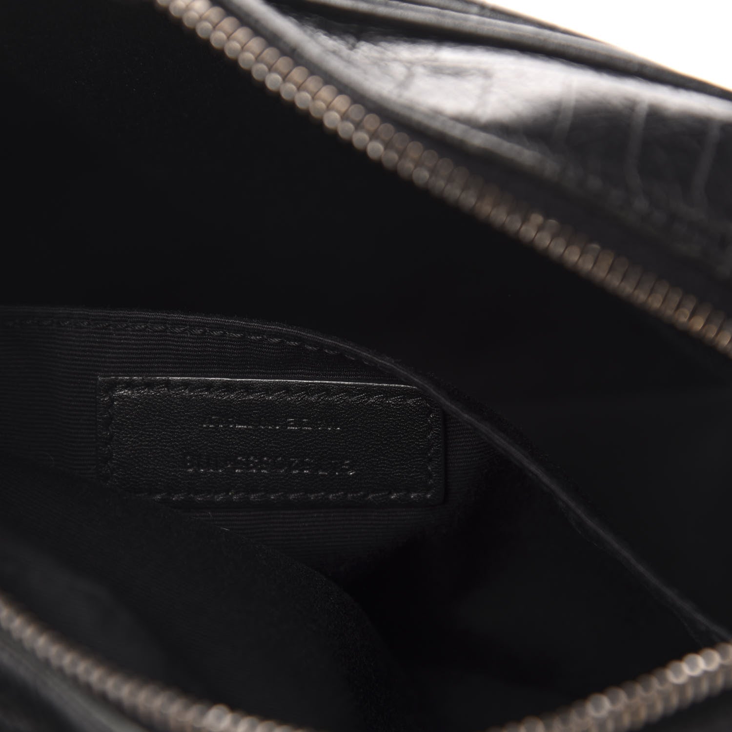 Saint Laurent Calfskin Crocodile Embossed Monogram Lou Camera Bag Black 9 of 11
