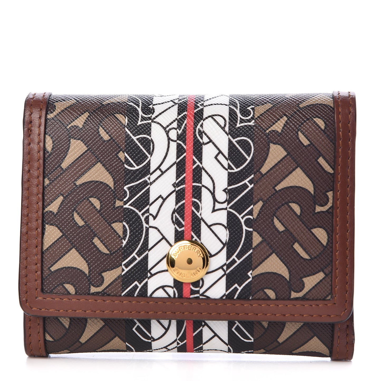 E-Canvas Monogram Stripe Small Lancaster Folding Wallet Bridle Brown