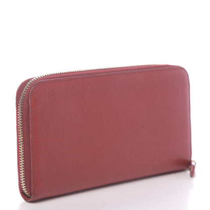Prada Saffiano Triangle Zip Around Wallet Fuoco 3 of 10
