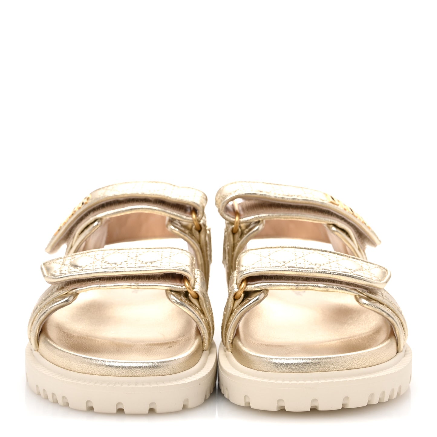 Laminated Sheepskin Cannage Dioract Sandals 38 Pale Gold