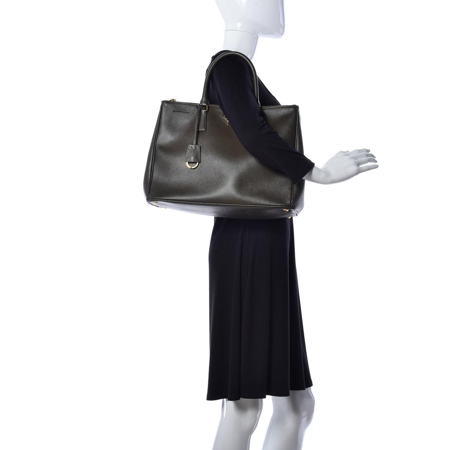 Prada Saffiano Large Galleria Double Zip Tote Militare 2 of 8