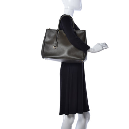 Prada Saffiano Large Galleria Double Zip Tote Militare 2 of 8