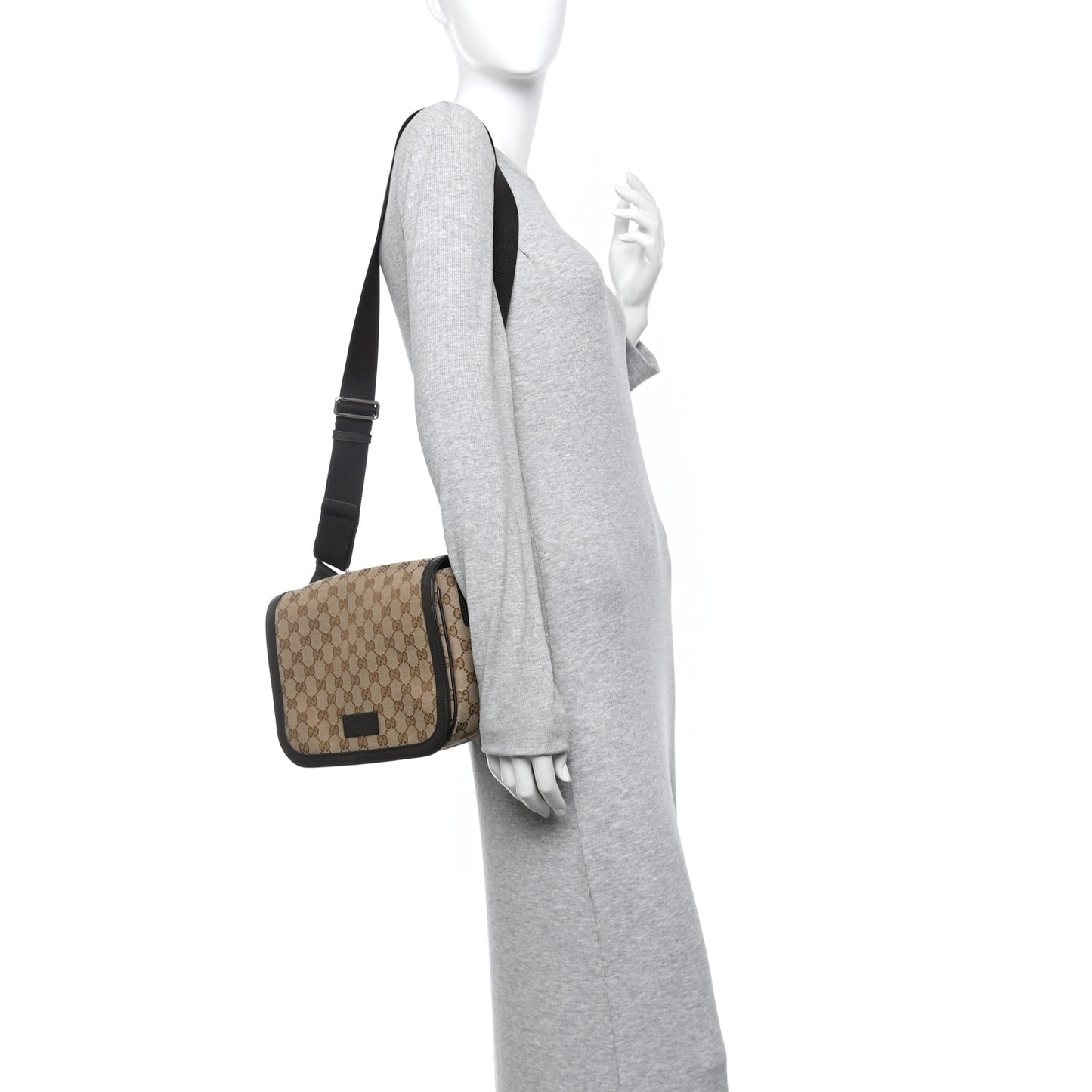 Monogram Flap Messenger Bag Beige Dark Brown