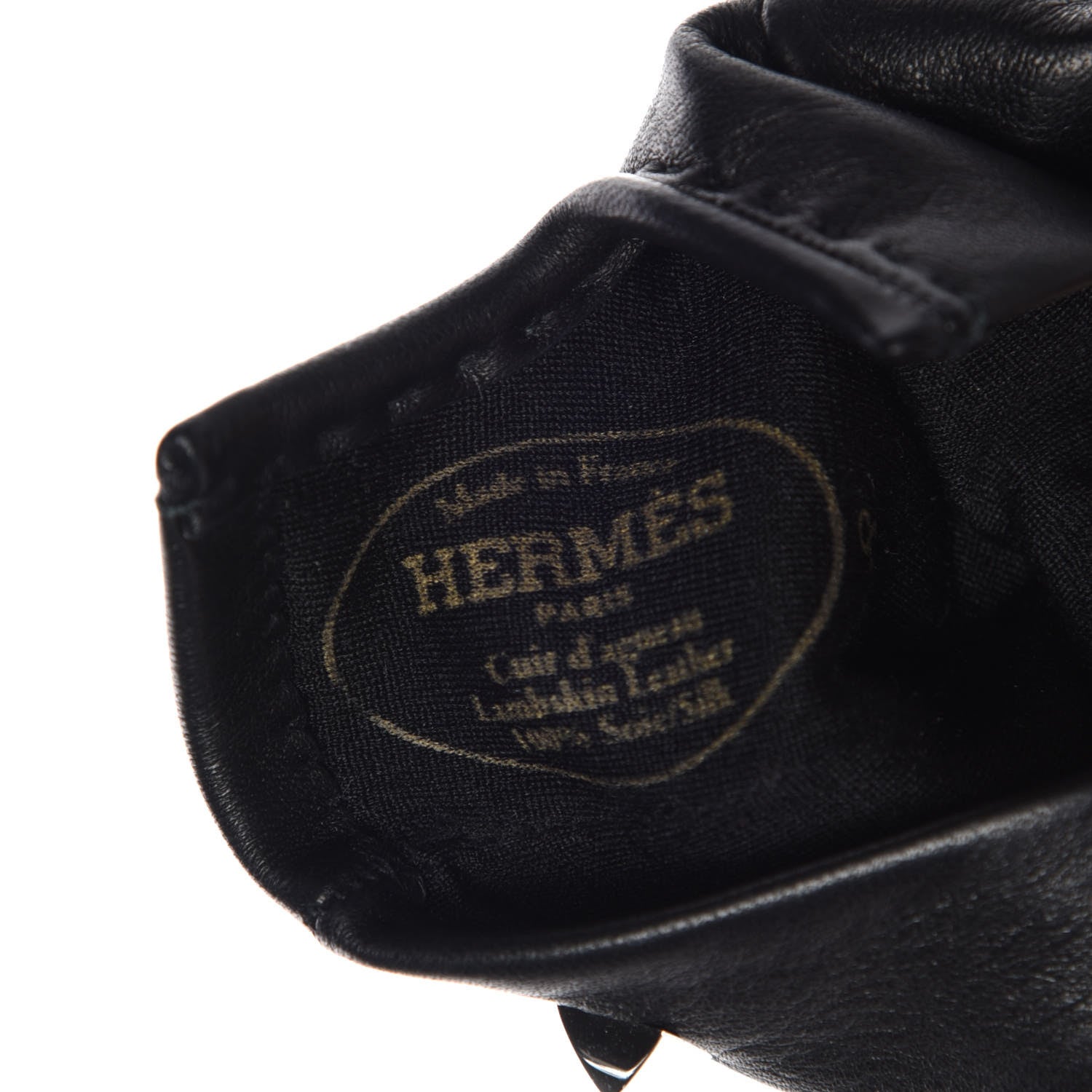 Hermes Lambskin Icone Gloves 8 Black 4 of 6