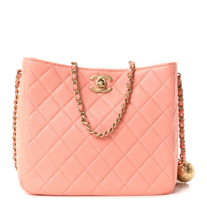 Chanel Lambskin Quilted Small Pearl Crush Hobo  Coral 1 of 10