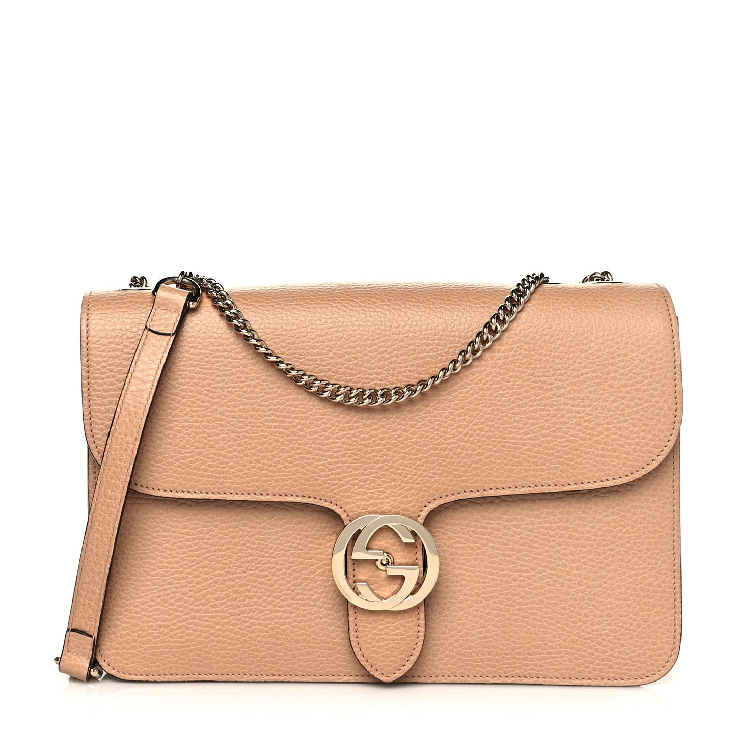 Dollar Calfskin Interlocking G Shoulder Bag Camelia