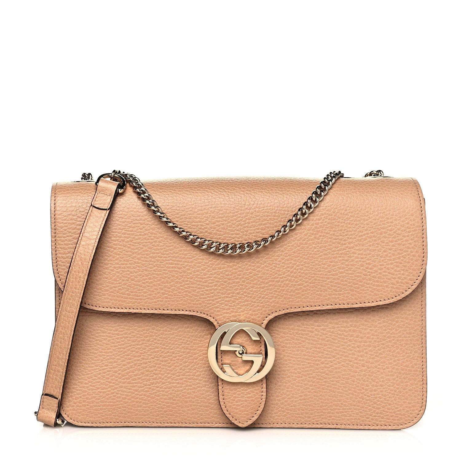 Gucci Dollar Calfskin Interlocking G Shoulder Bag Camelia 1 of 10