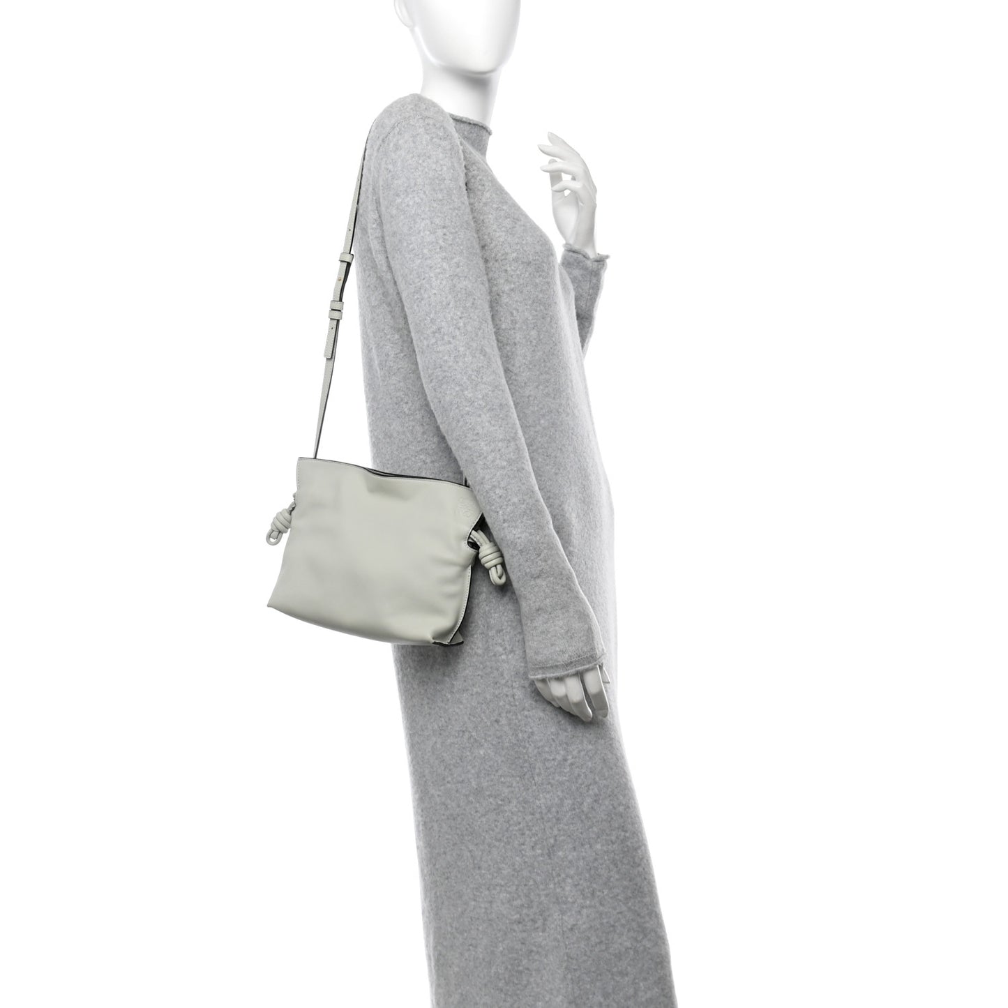Calfskin Mini Flamenco Knot Clutch Light Celadon