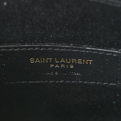 Saint Laurent Grain De Poudre Chevron Monogram Bill Pouch Black 6 of 6