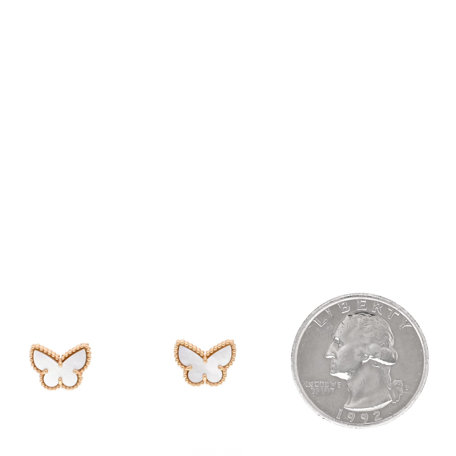 Van Cleef & Arpels 18K Yellow Gold Mother of Pearl Sweet Alhambra Butterfly Earrings 2 of 5