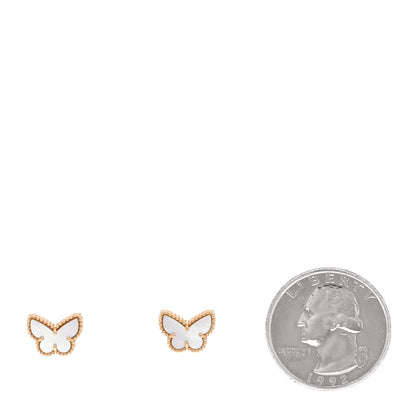 Van Cleef & Arpels 18K Yellow Gold Mother of Pearl Sweet Alhambra Butterfly Earrings 2 of 5