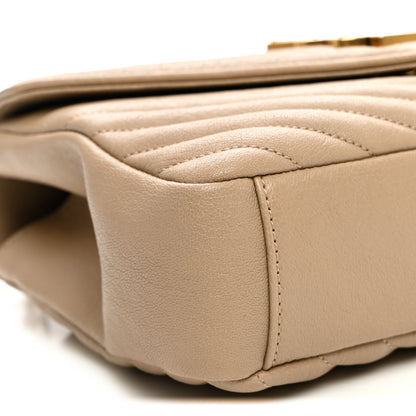 Saint Laurent Sheepskin Matelasse Chevron Monogram Medium College Bag Dark Beige 9 of 10