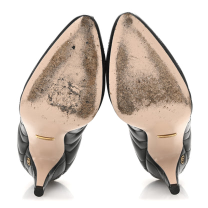 Gucci Nappa Charlotte Chevron Matelasse Double G 95mm Pumps 37.5 Black 6 of 12