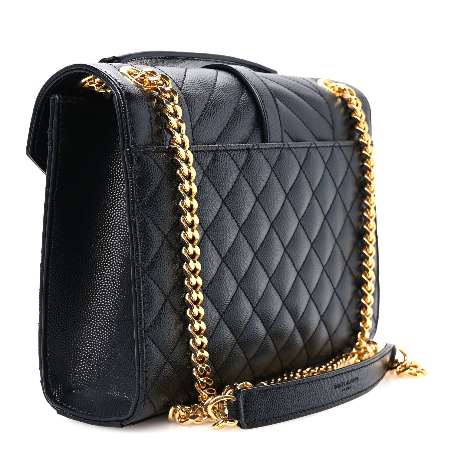Saint Laurent Grain De Poudre Textured Mixed Matelasse Triquilt Medium Monogram Satchel Black 3 of 11
