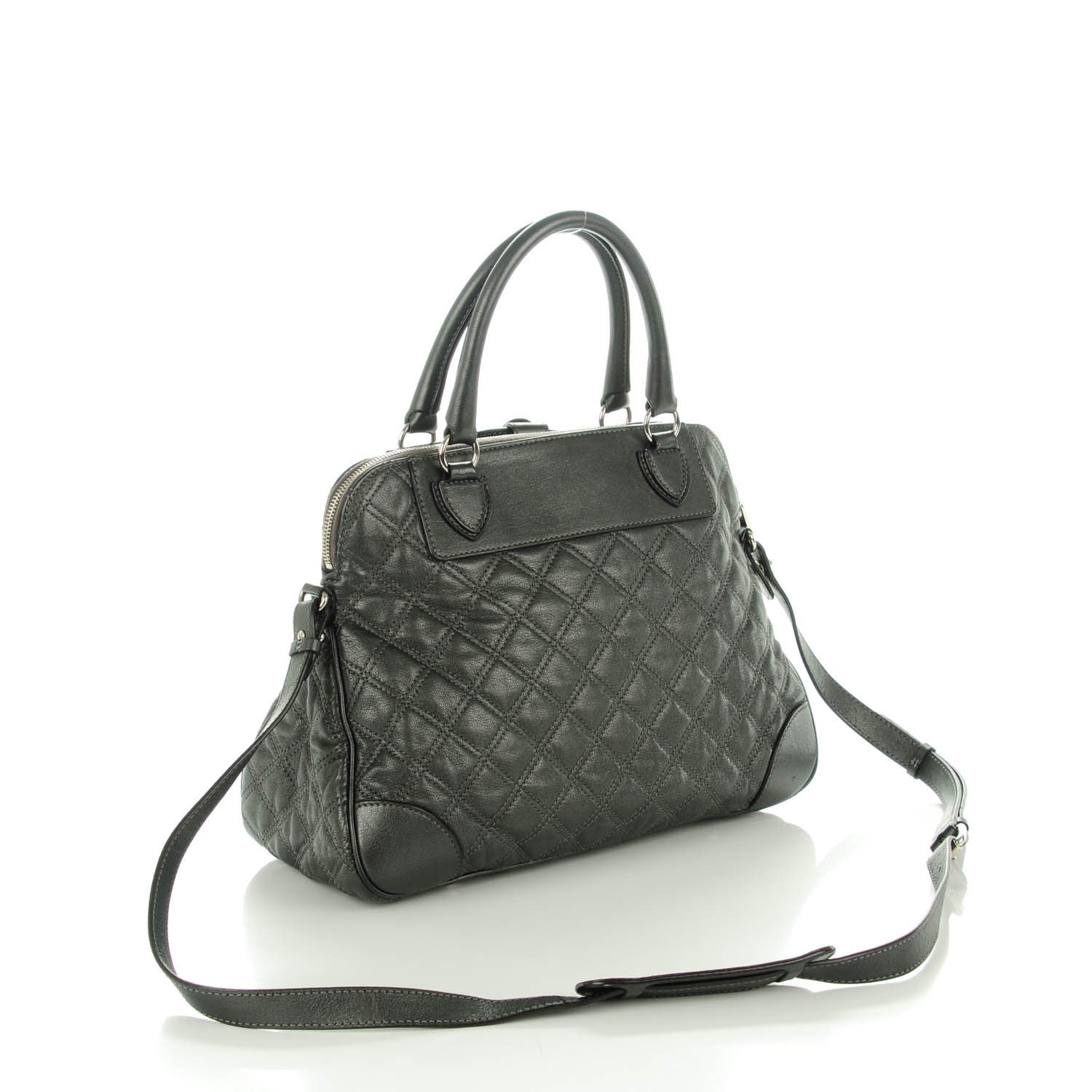 Marc Jacobs Metallic Lambskin Quilted Whitney Satchel Grey 3 of 9