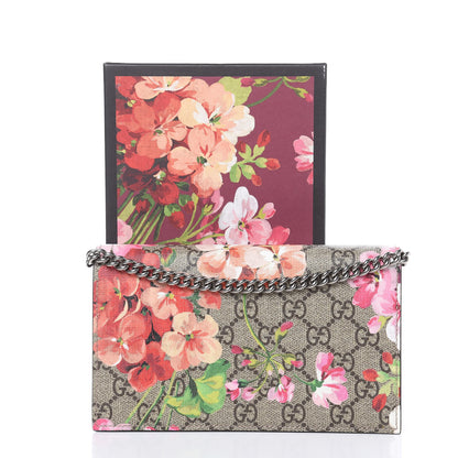 Gucci GG Supreme Monogram Blooms Chain Wallet Beige Multicolor Dry Rose 9 of 10