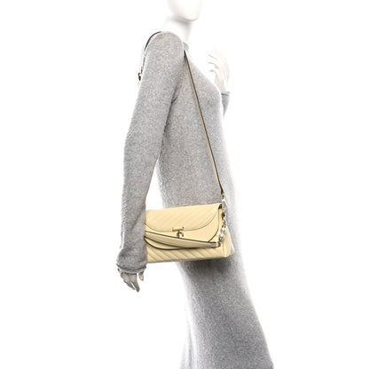 Jimmy Choo Calfskin Quilted Pearl Biker Curve Top Handle Bag Buttermilk 2 of 9